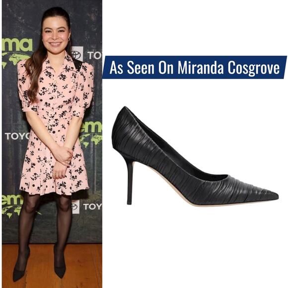 Jimmy Choo Love 85 Pleated Leather Pump Black Size 37.5 - Picture 2 of 15